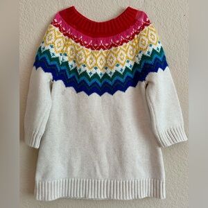 GYMBOREE Baby Girl Ivory W/Colorful Pattern Fair Isle Sweater Dress 18-24 Mo.